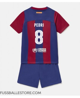 Günstige Barcelona Pedri Gonzalez #8 Heimtrikotsatz Kinder 2023-24 Kurzarm (+ Kurze Hosen)